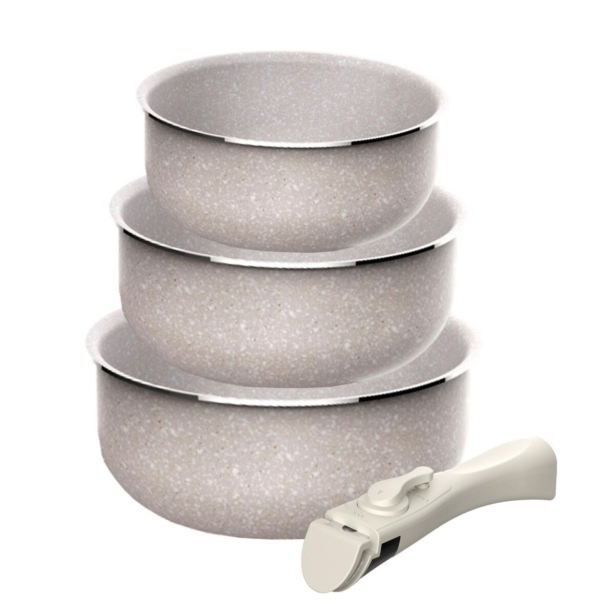 Conjunto 3 panelas em alumínio prensado com cabo amovível