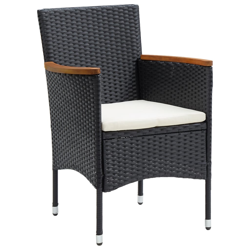 Cadeiras de jantar para jardim - cadeiras de exterior 4 pcs vime pe noir