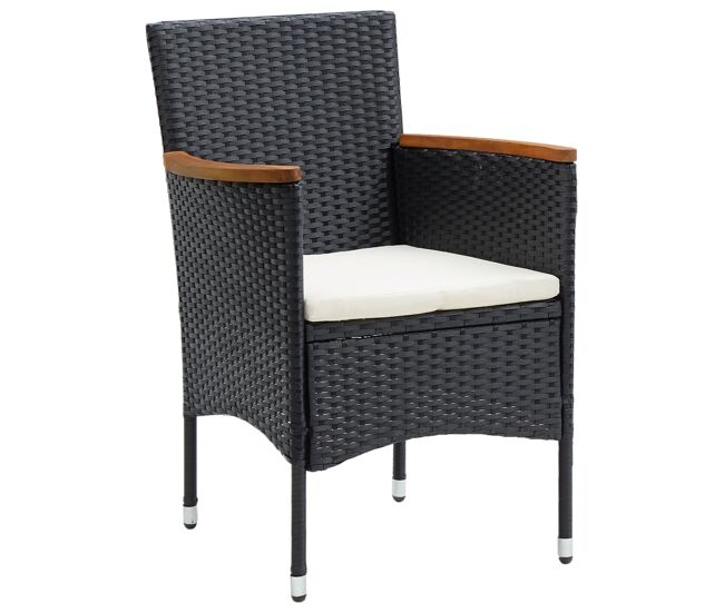 Cadeiras de jantar para jardim - cadeiras de exterior 4 pcs vime pe noir