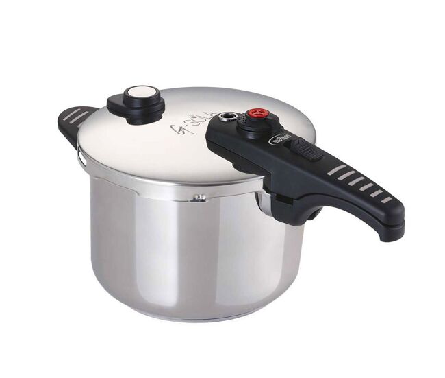 G-sola panela de pressão 8 l – aço inoxidável 18/10, tripla segurança, níveis rápido e super rápido, compatível com indução e lava-louças, inclui