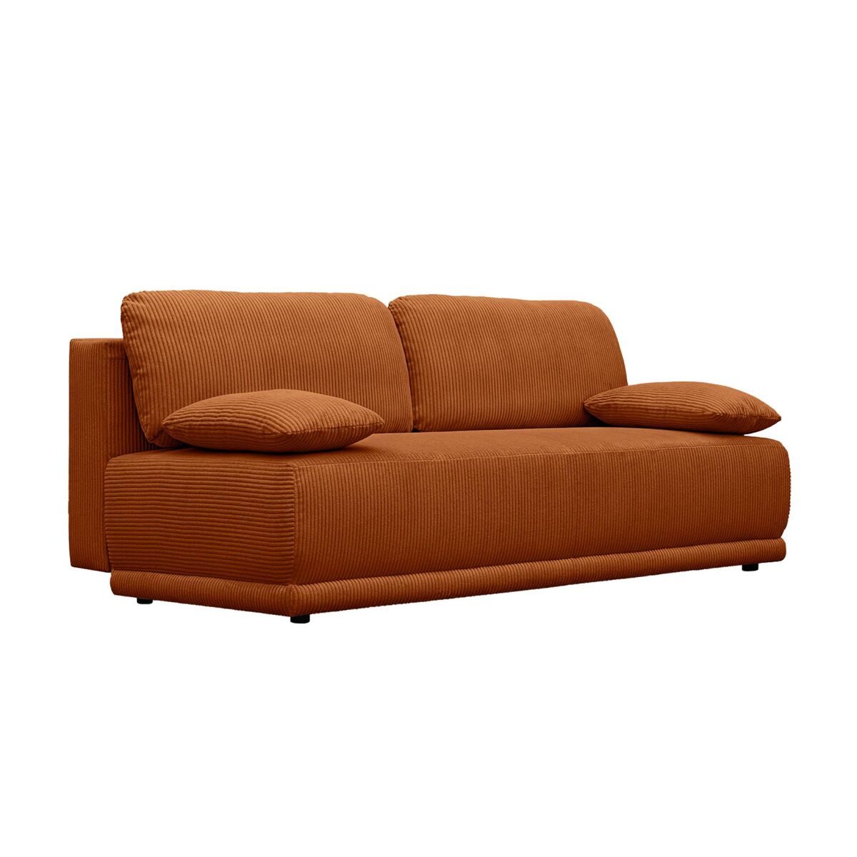 Sofá-cama conversível em veludo canelado de 3 lugares, nelson, camel, 192x100x81 cm