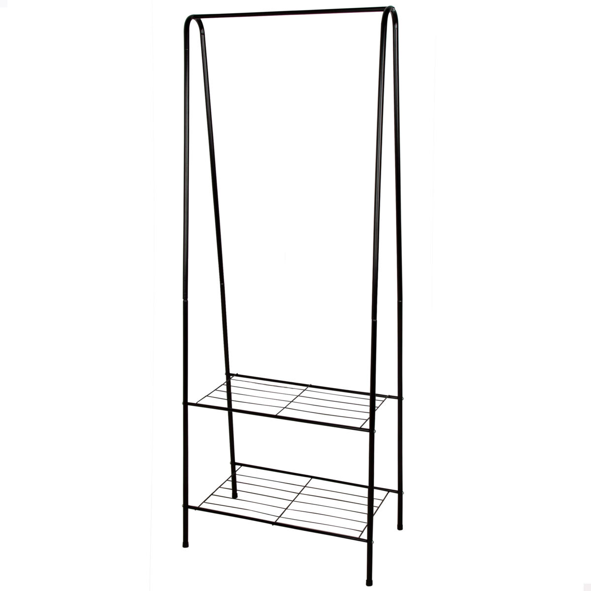 Max Home Cabideiro fixo de metal com duas prateleiras de arame