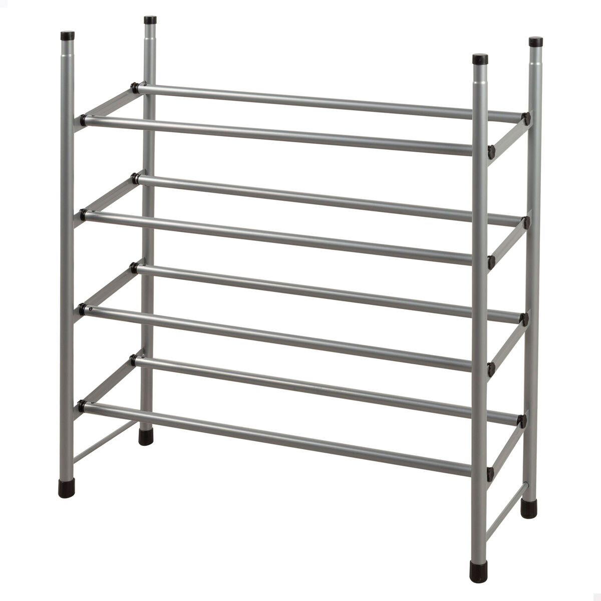 Sapateira de metal max home de 4 níveis 62-112x22x67 cm com barras extensíveis