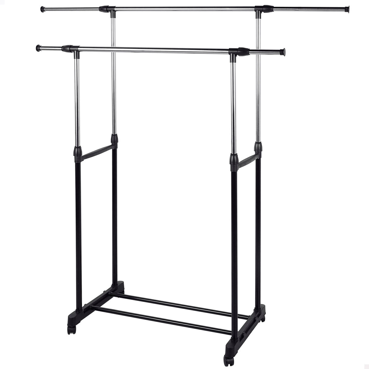 Cabideiro Max Home com barra dupla com Rodas e Cabideiro