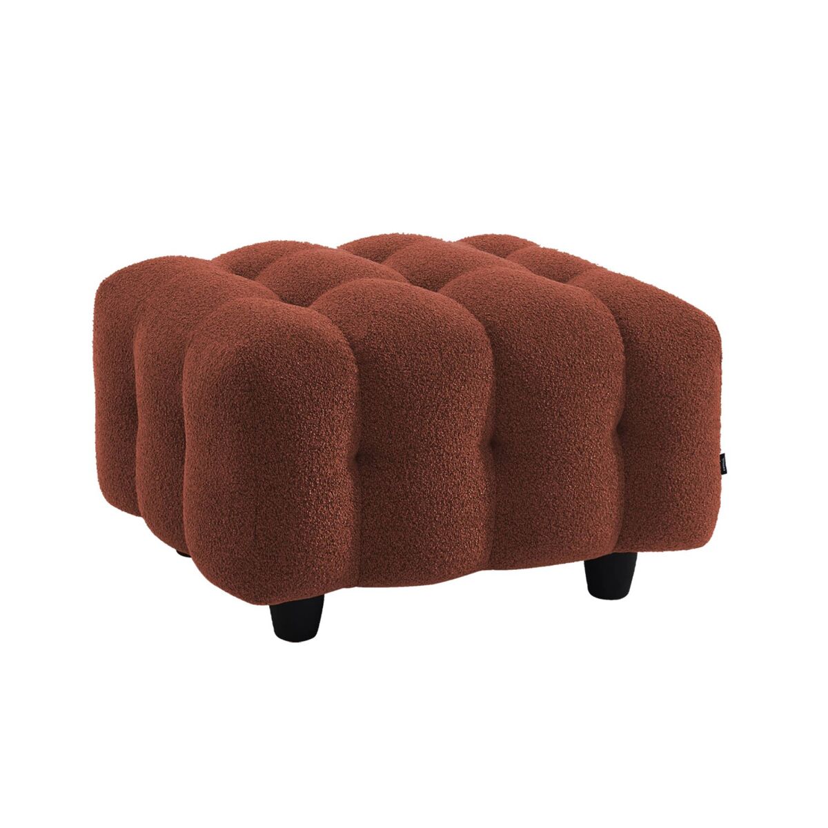 Pufe, descanso para os pés para sofá boucle texturada de 3 lugares, leon boucle, terracota, 78x70x48 cm