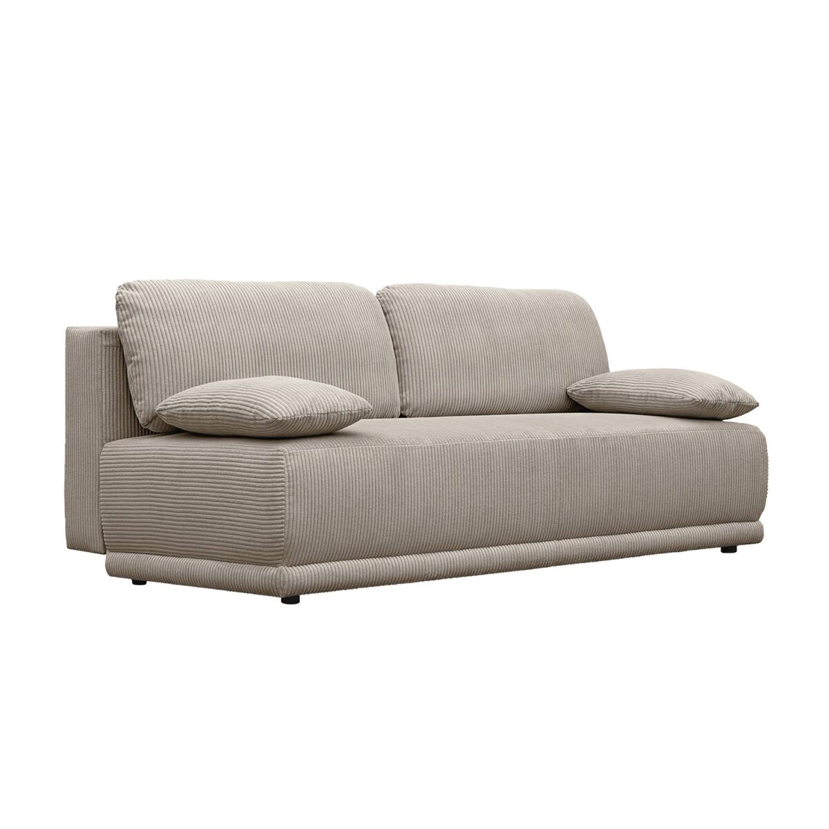 Sofá-cama conversível em veludo canelado de 3 lugares, nelson, taupe, 192x100x81 cm