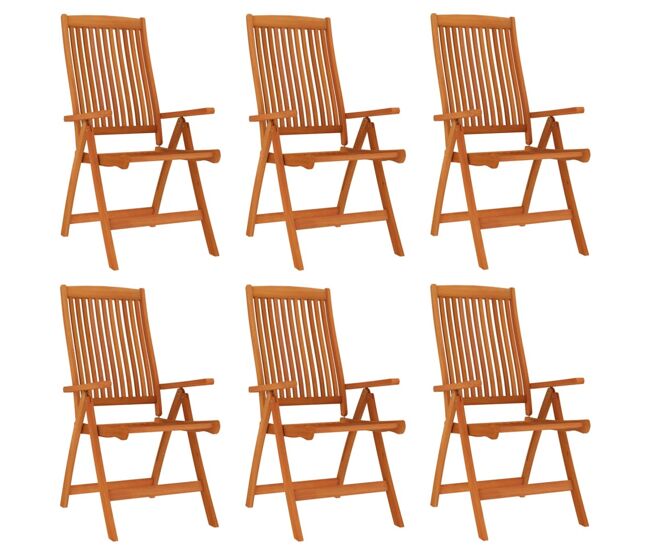 Cadeiras de jardim - cadeiras de exterior dobráveis 6 pcs eucalipto maciço