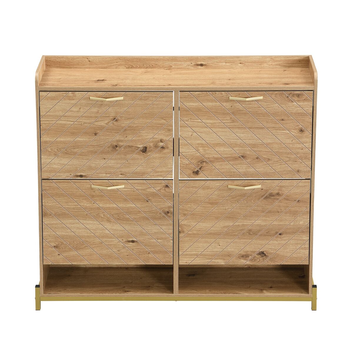 Estante para sapatos moderna com 4 portas - móvel compacto para entrada - estilo madeira