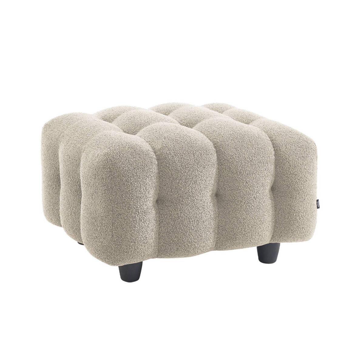 Pufe, descanso para os pés para sofá boucle texturada de 3 lugares, leon boucle, beige, 78x70x48 cm