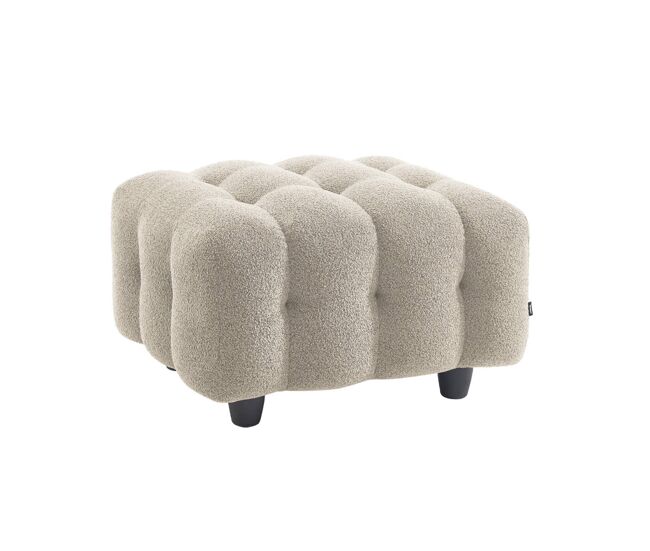 Pufe, descanso para os pés para sofá boucle texturada de 3 lugares, leon boucle, beige, 78x70x48 cm