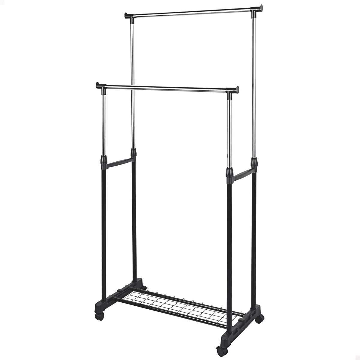 Cabideiro Duplo Max Home, Altura Ajustável, com Rodas e Cabideiro