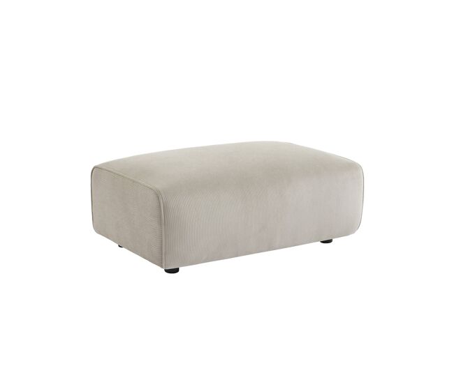 Pufe, repousa-pés para sofá veludo cotelê de 3 lugares, wallas veludo, cinza bege, 102x70x41 cm
