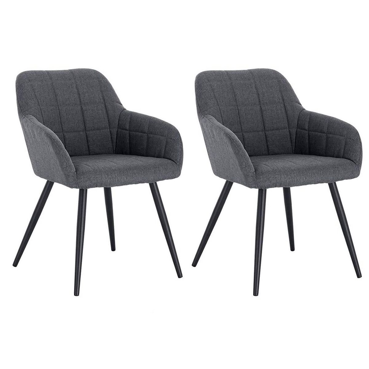Cadeiras de linho para sala de jantar 2 peças modelo elegante cinza escuro 19_0000332