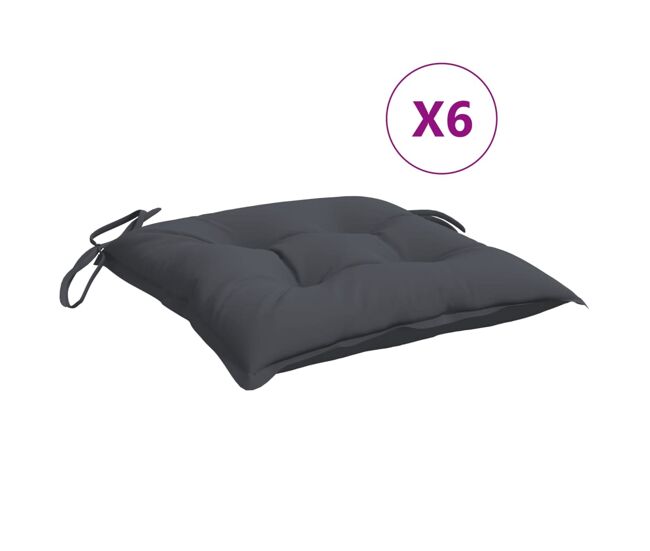 Almofadões de cadeira - almofadas de exterior 6 pcs 40x40x7 cm tecido oxford antracite