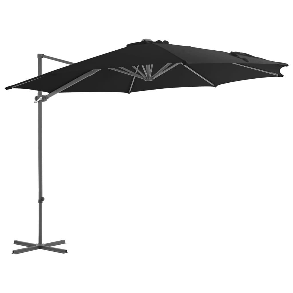 Sombrilla desplazada para muebles de jardín con poste de
