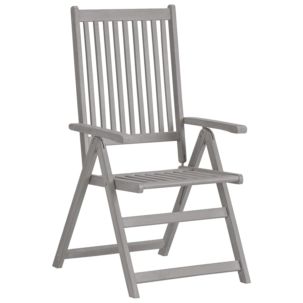 Cadeiras jardim - cadeiras exterior reclináveis 4 pcs madeira acácia maciça cinza