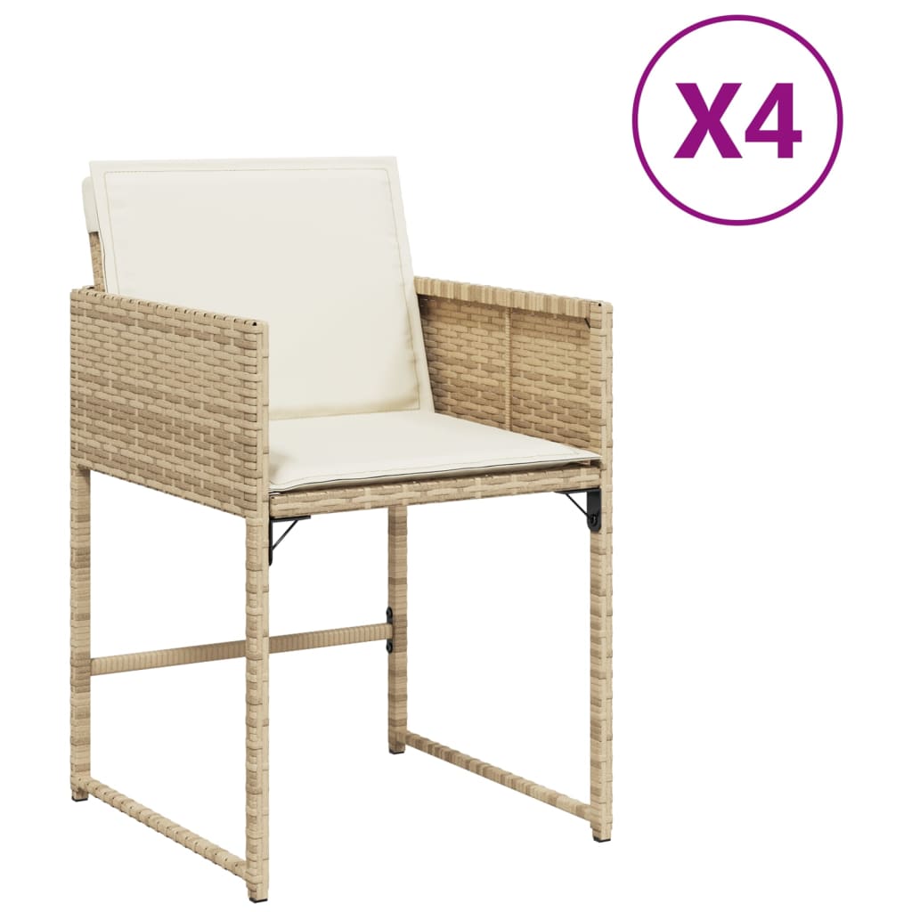 Cadeiras de jardim - cadeiras de exterior com almofadões 4 pcs vime pe bege