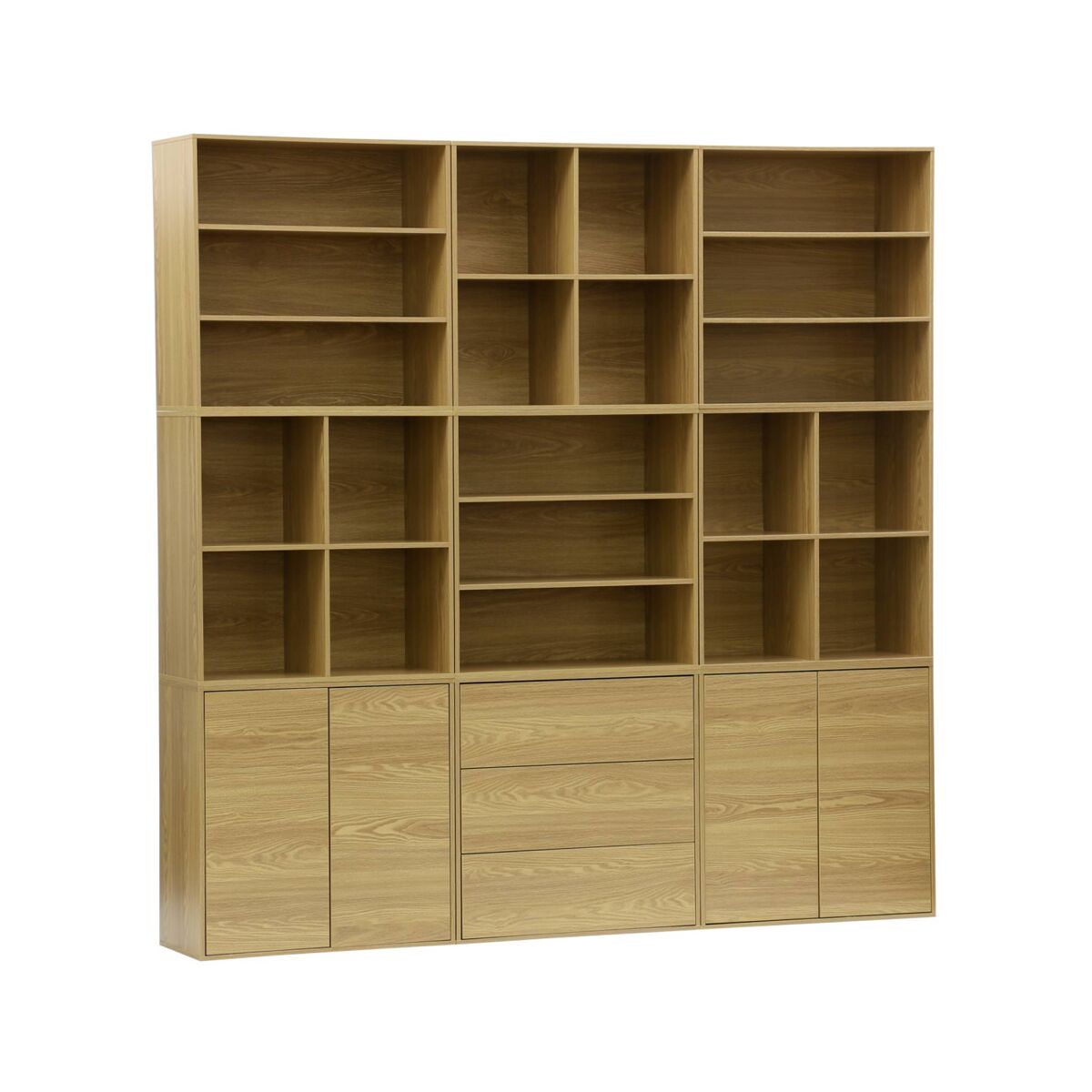 Kit étagère, étagère modular decoração madeira, 9 elementos, kompo, carvalho, 210x35x210 cm