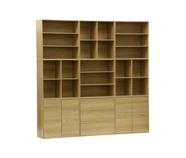 Kit étagère, étagère modular decoração madeira, 9 elementos, kompo, carvalho, 210x35x210 cm