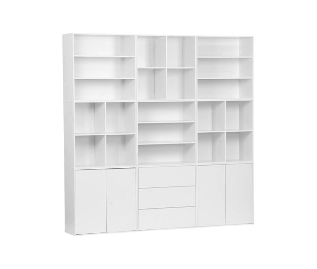Kit étagère, étagère modular decoração madeira, 9 elementos, kompo, blanc, 210x35x210 cm