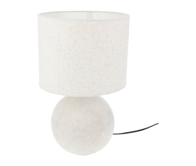 Abajur de mesa e14 40w em cerâmica na cor branco-creme, altura 36,5 cm.