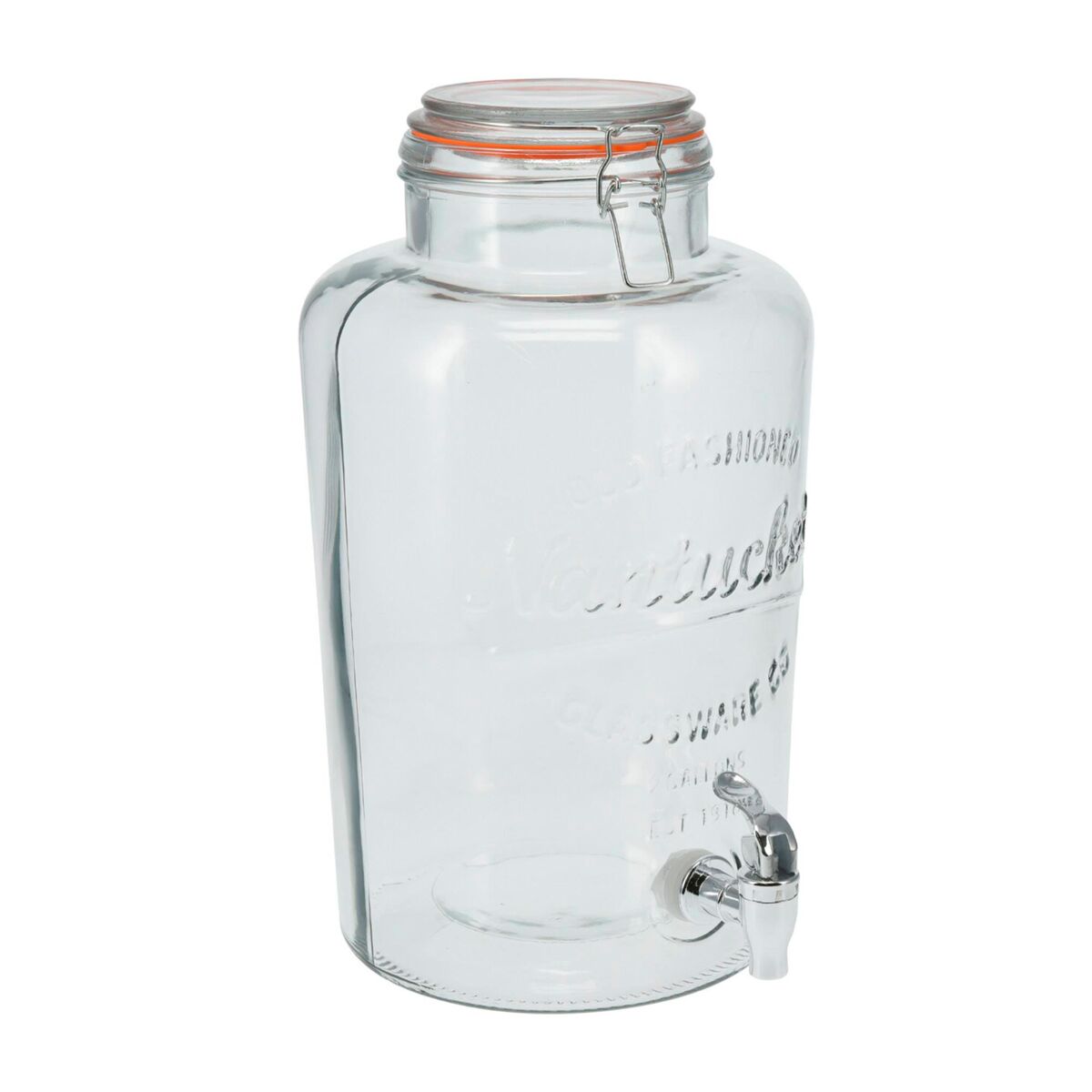 Dispensador de bebidas de vidro de 8 litros com tampa de encaixe.