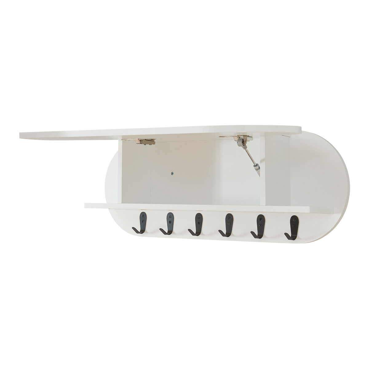 Bengaleiro de parede vilkön prateleira + 6 ganchos 80x16x30cm branco [en.casa]