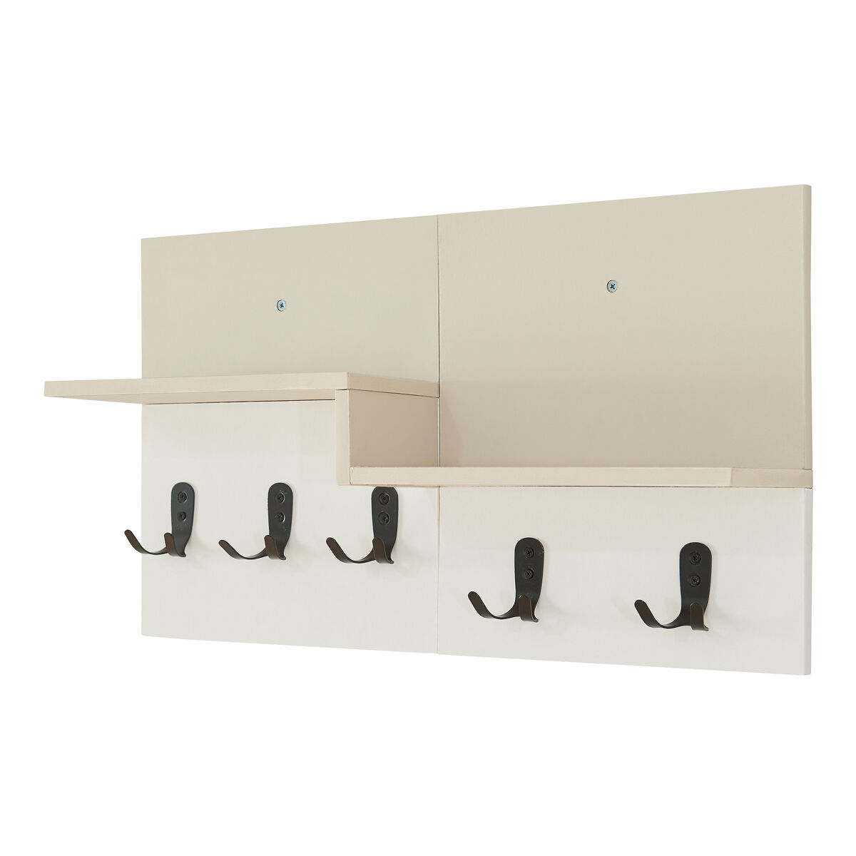 Bengaleiro de parede botaruvn 2 prateleiras 34x59x13 cm bege/branco [en.casa]