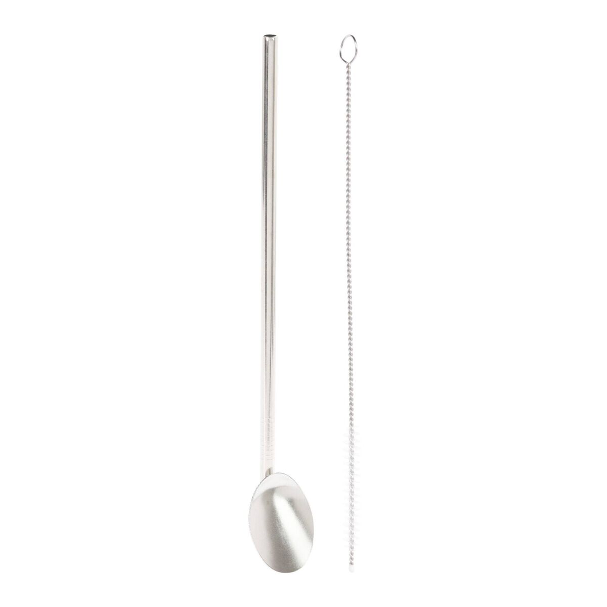 Conjunto de 4 canudos com colher de aço inoxidável + escova