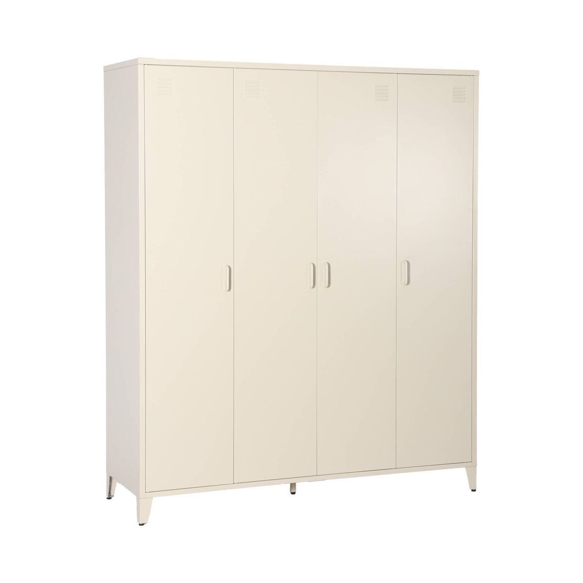 Armário industrial metal 4 portas, 10 prateleiras, 1 cabide, soho, beige, 150x50x180 cm