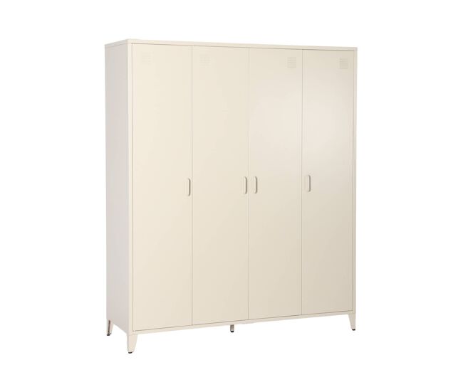 Armário industrial metal 4 portas, 10 prateleiras, 1 cabide, soho, beige, 150x50x180 cm