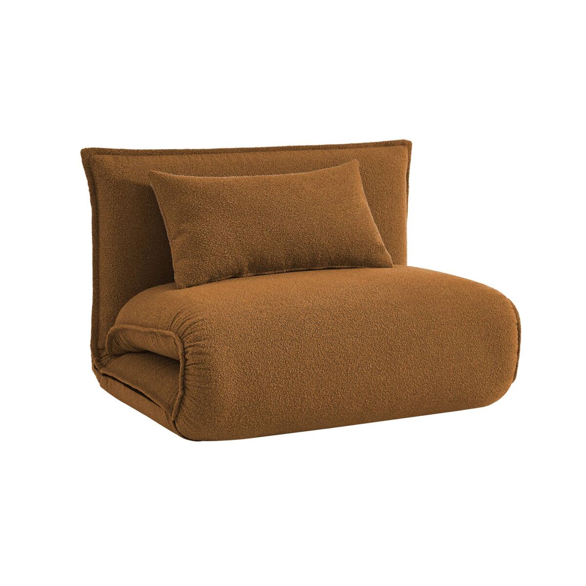 Poltrona conversível em tecido boucle texturizado, fleeep, mostarda, 200x99x66 cm