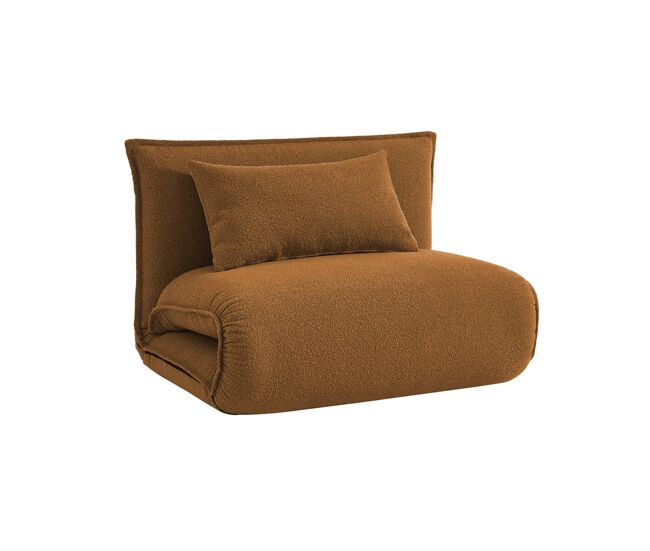 Poltrona conversível em tecido boucle texturizado, fleeep, mostarda, 200x99x66 cm