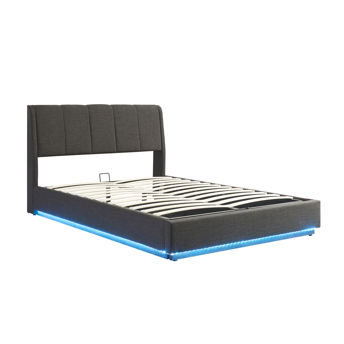 Cama estofada Tröstiar LED com base de ripas dobrável [en.casa] 217x141