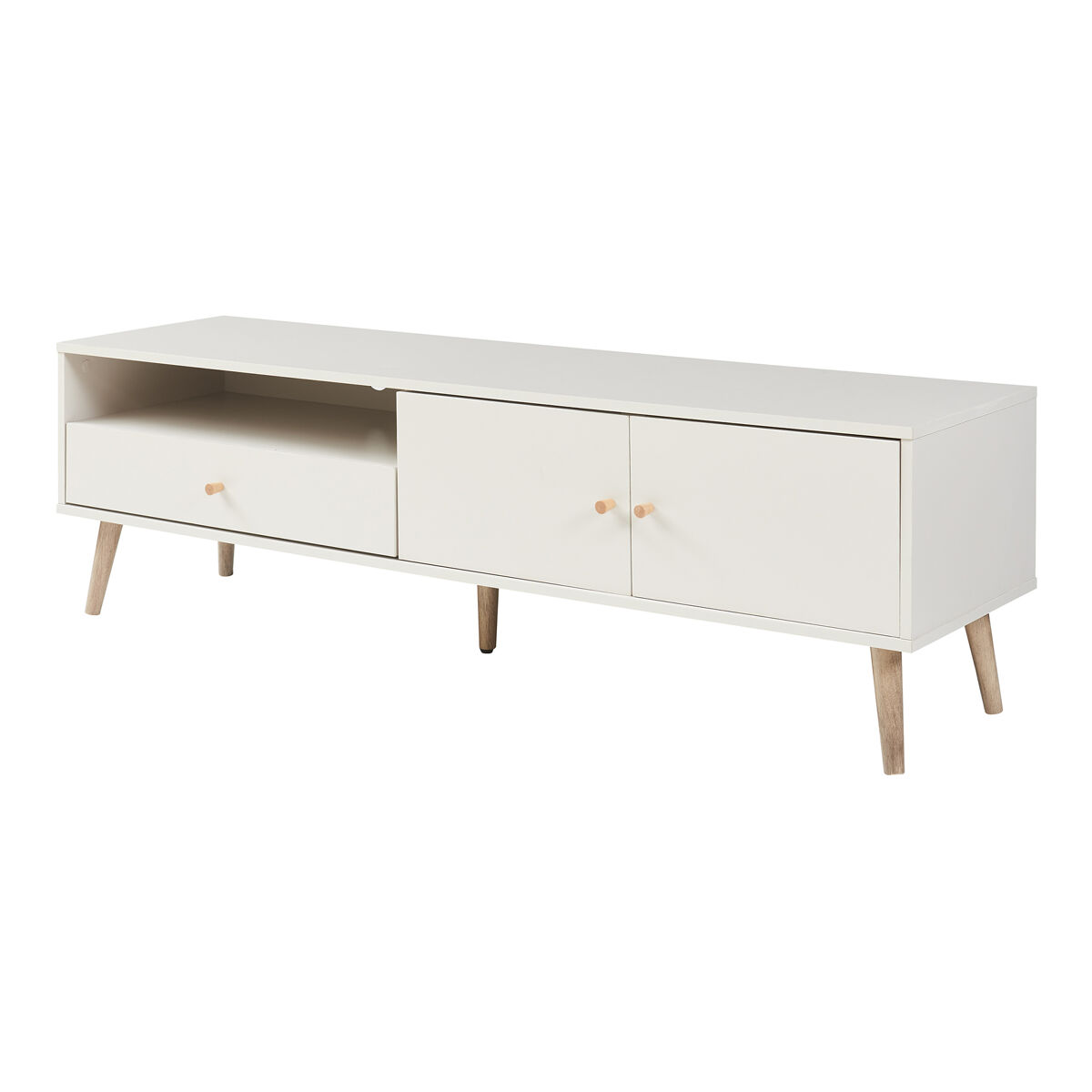 Armário para televisão hallevil com gaveta e 2 portas 150x39x45 cm branco [en.casa]