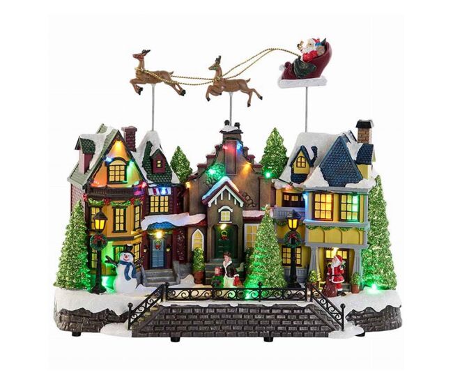 Casa de natal well home village com 24 luzes led e som.