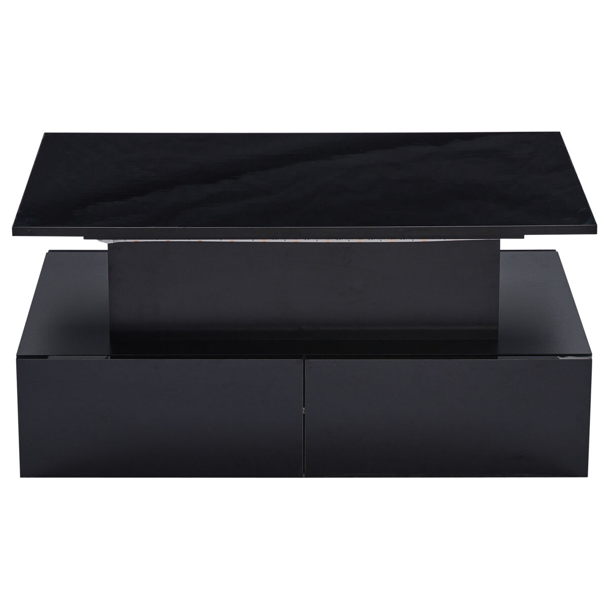 Mesa de sala moderna 90x55x41 cm - mesa auxiliar com 4 gavetas e iluminação led - preta