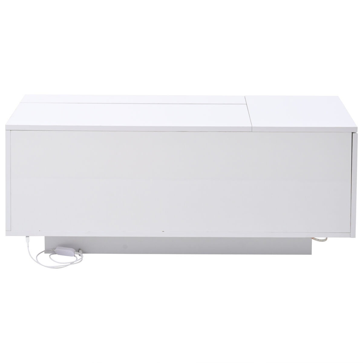 Mesa de centro 100x50x40 cm - mesa de café ajustável com arrumação oculta, mesa auxiliar com luz led, mesa de sala com gaveta - branca