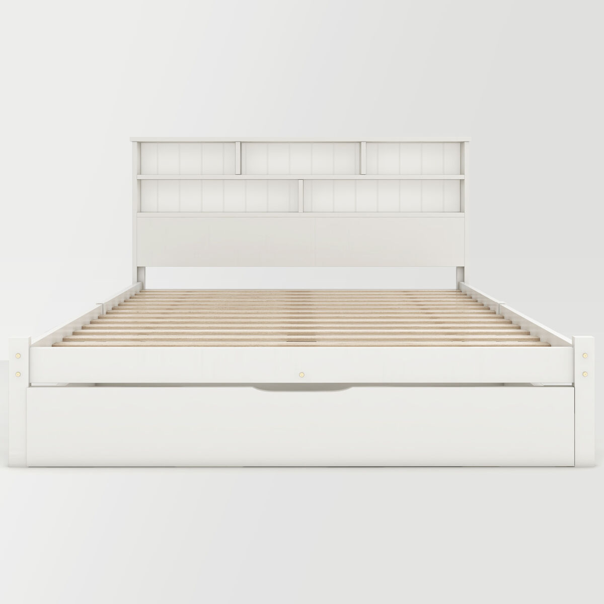 Cama de casal 140x200 cm - com gavetas e estrado, estante para jovens e adultos - branco