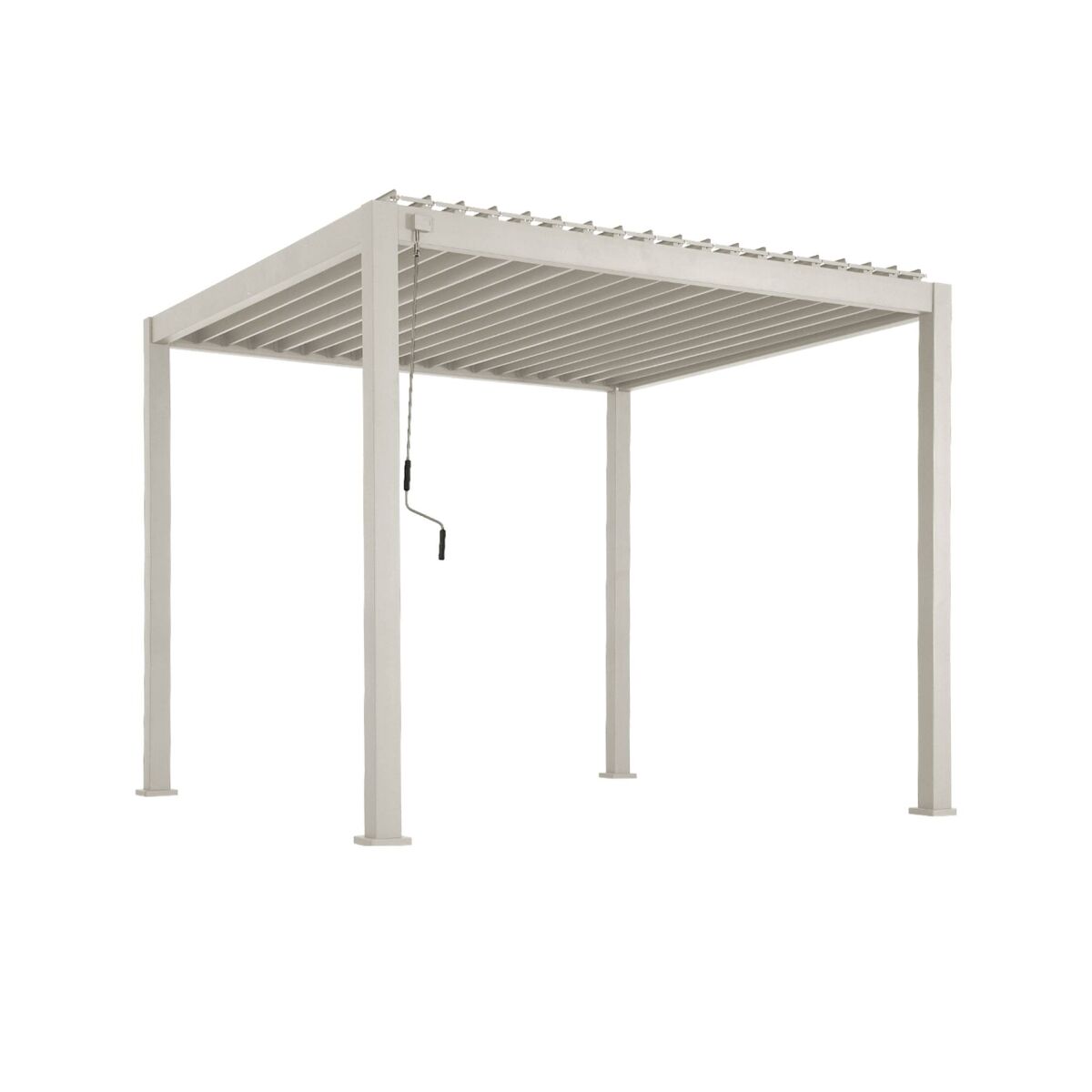 Pérgola bioclimática 3x3m de alumínio com lâminas ajustáveis, triomphe 3x3m, beige, 301x301x250 cm