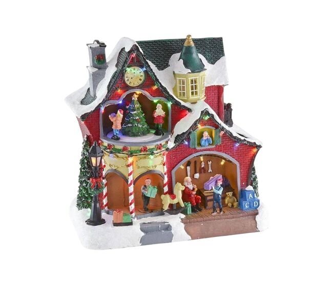 Decoração de natal: oficina do papai noel com 31 luzes e música.