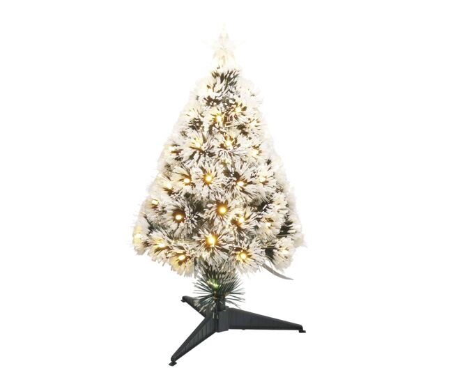 árvore de natal de fibra ótica com 60 luzes led brancas quentes e 8 funções.
