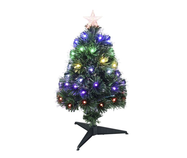 árvore de natal de fibra ótica com 60 luzes led brancas quentes e 8 funções.