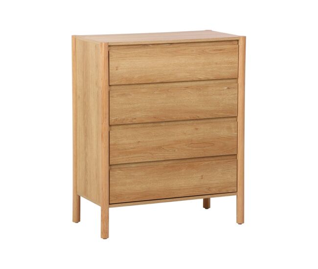Cômoda em decorativa de madeira de 4 gavetas, harmony, natural, 80x42x98 cm