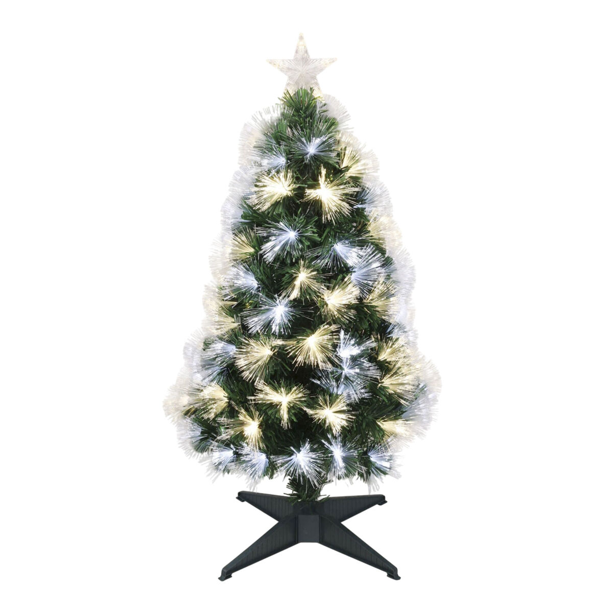 Árvore de Natal de fibra ótica com 95 luzes LED quentes.