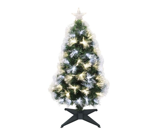 árvore de natal de fibra ótica com 95 luzes led brancas quentes.