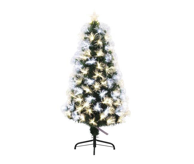árvore de natal de fibra ótica com 135 luzes led brancas quentes.