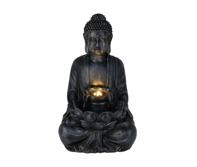 Fonte buda well home com luzes led para espaços externos, 28,5 x 24,5 x 48 cm