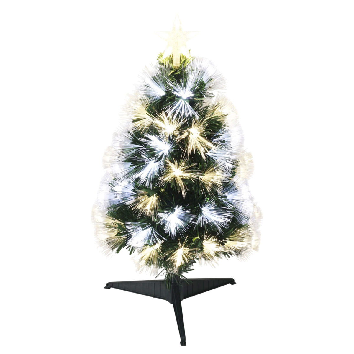 árvore de natal de fibra ótica com 60 luzes led de cor quente.