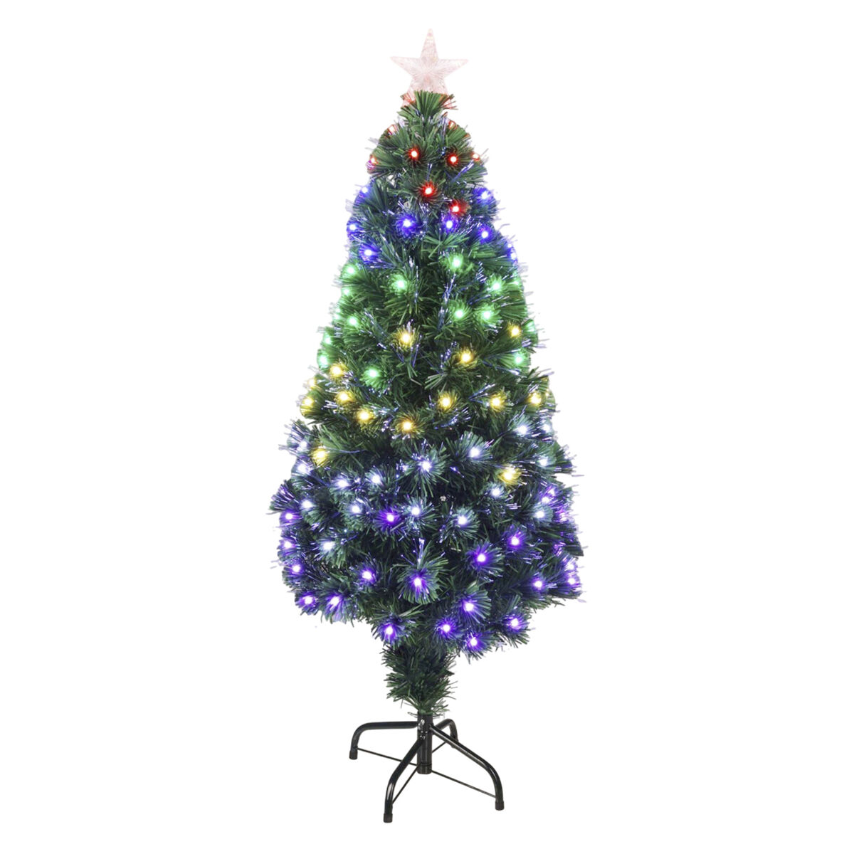 Árvore de Natal de fibra ótica com 135 luzes LED e 8 funções.